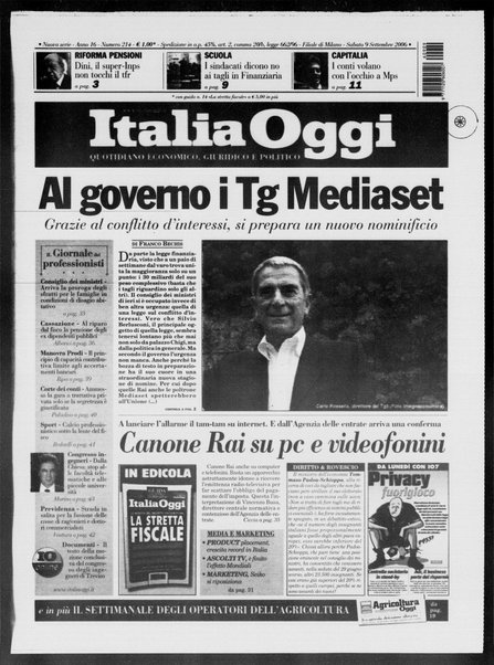 Italia oggi : quotidiano di economia finanza e politica